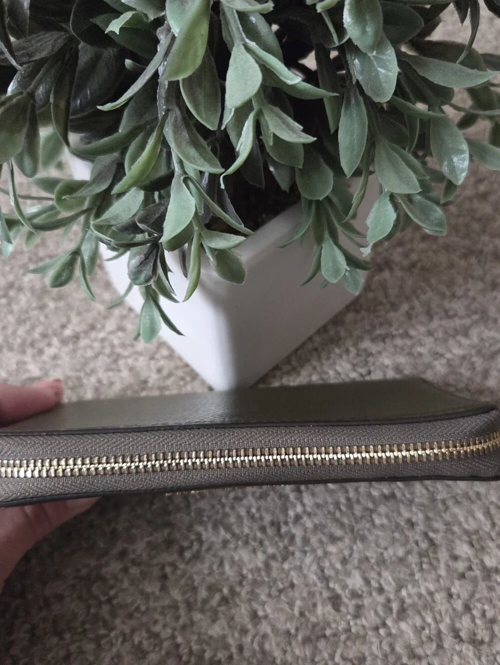 Michael Kors Olive Green Pebbled Leather Wristlet Wallet